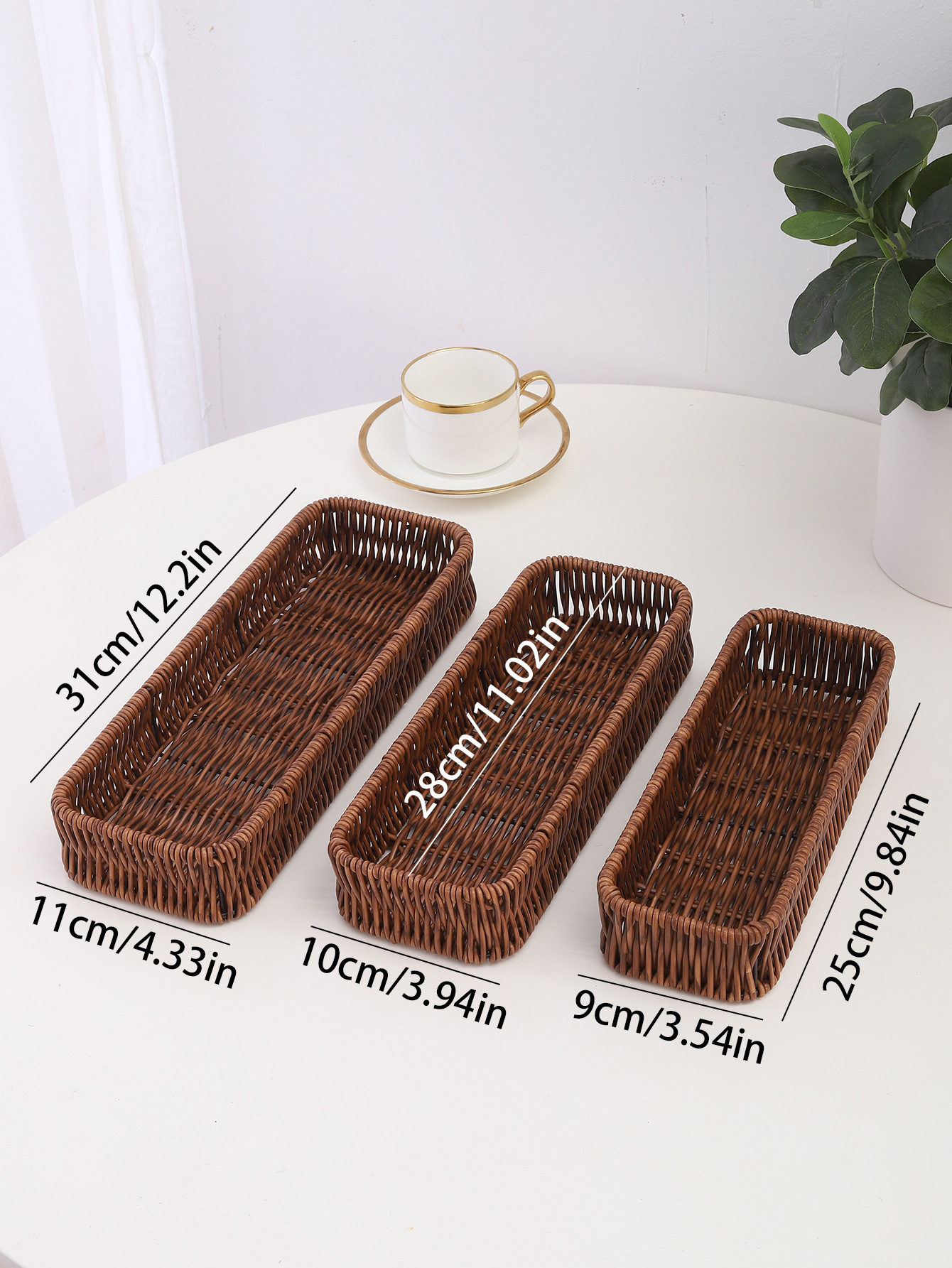 简约藤编刀叉勺收纳篮椭圆形方形家用收纳篮详情12