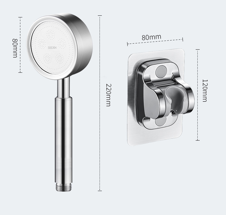 Source factory bathroom 304 stainless steel Small Waist pressurized high-pressure showerhead with hose set, shower head pic 22