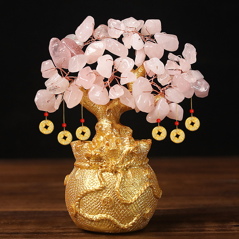 厂家直销批发黄水晶招财树钱袋树发财树摇钱树商务工艺礼品摆件详情5