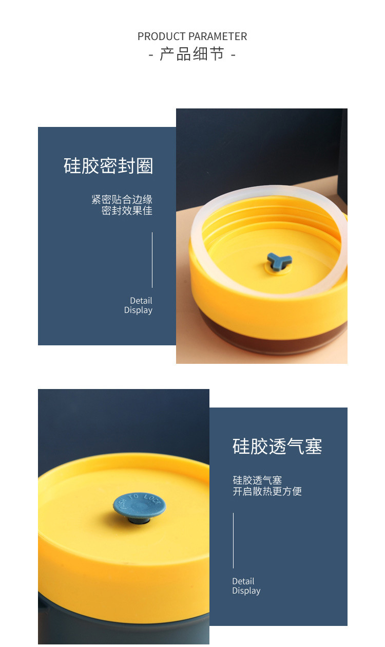 Aiyouke 304 taza de acero inoxidable sellado con la mano mantener la taza a los estudiantes trabajadores de oficina con cuchara de sopa portátil pic 24
