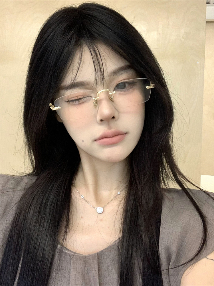 2025春季新款柳智敏同款无框眼镜女清冷高智感无边框御姐可配近视详情11
