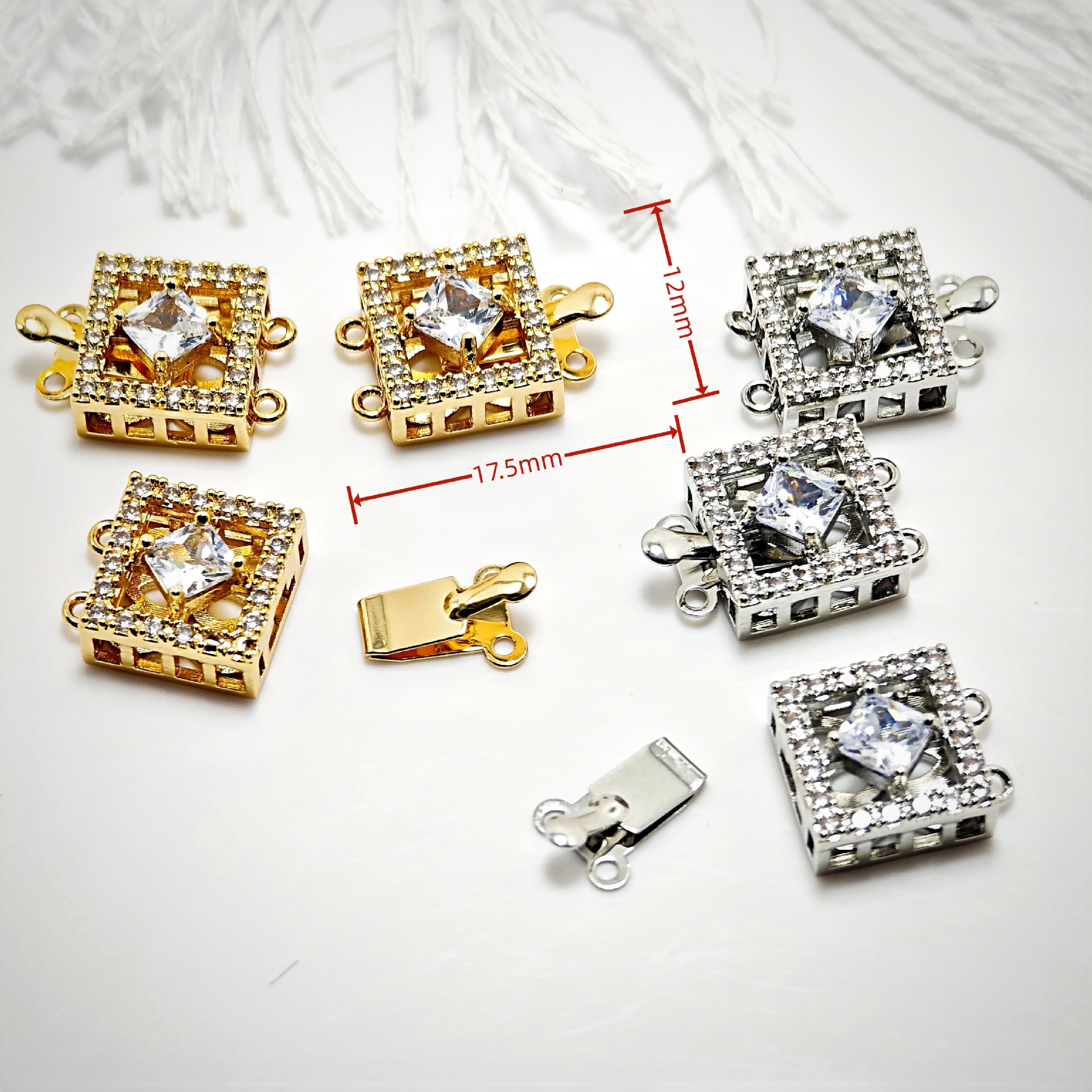 High color retention, real gold plating, double hanging, zirconium pearl buckle, pin, buckle necklace, connecting buckle head, DIY jewelry bracelet pic 7