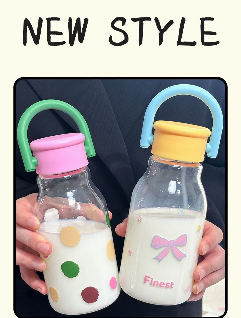 新款水杯女高颜值玻璃杯大容量带提手咖啡杯家用学生小众个性杯子详情11