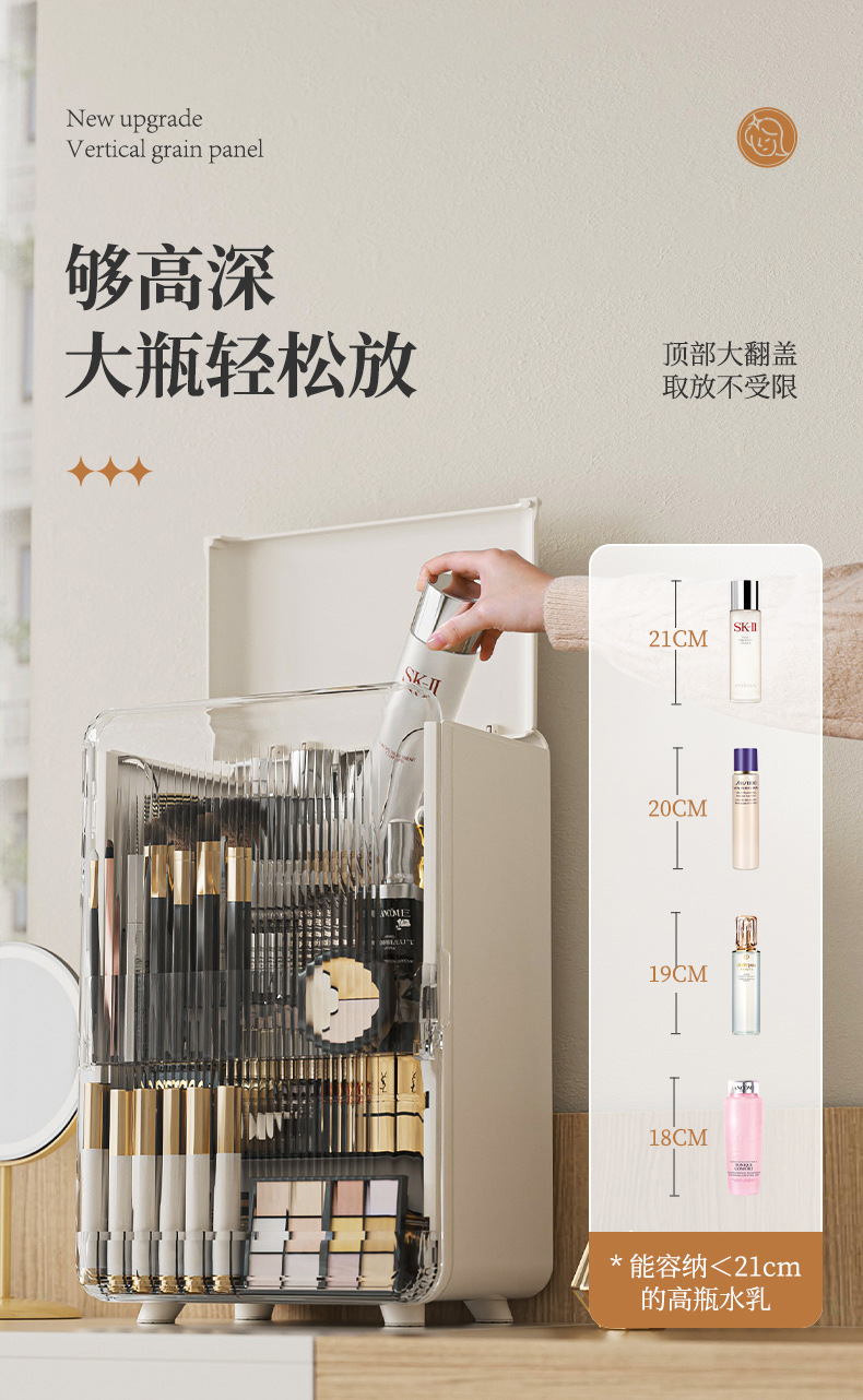 Caja de almacenamiento de productos de cuidado de la piel de lujo de gran capacidad caja de almacenamiento de sobremesa caja de lápiz labial caja de almacenamiento tocador caja de almacenamiento cosmético a prueba de polvo pic 6