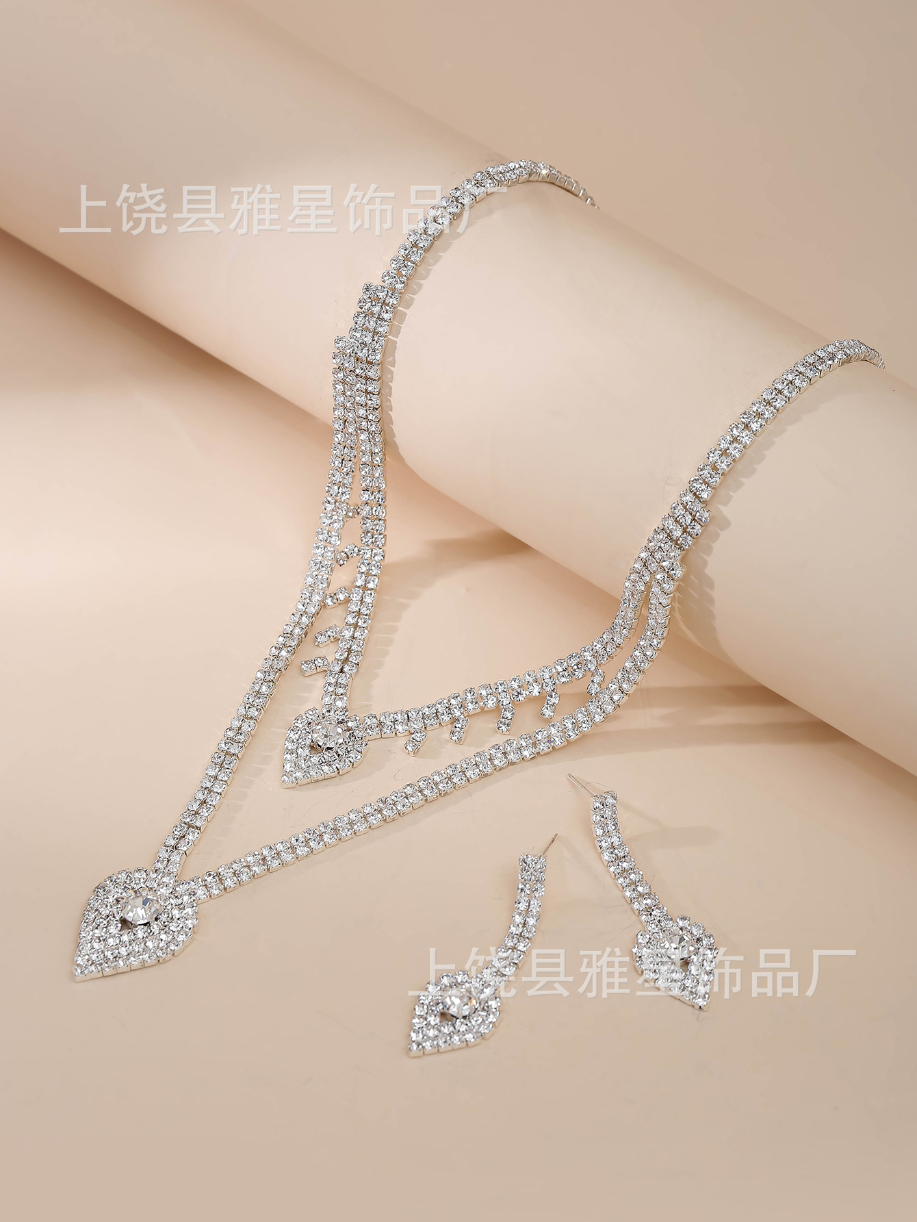 Europa y américa ins gota de agua conjunto de joyería personalidad moda color strass collar pendientes conjunto de novia accesorios pic 9