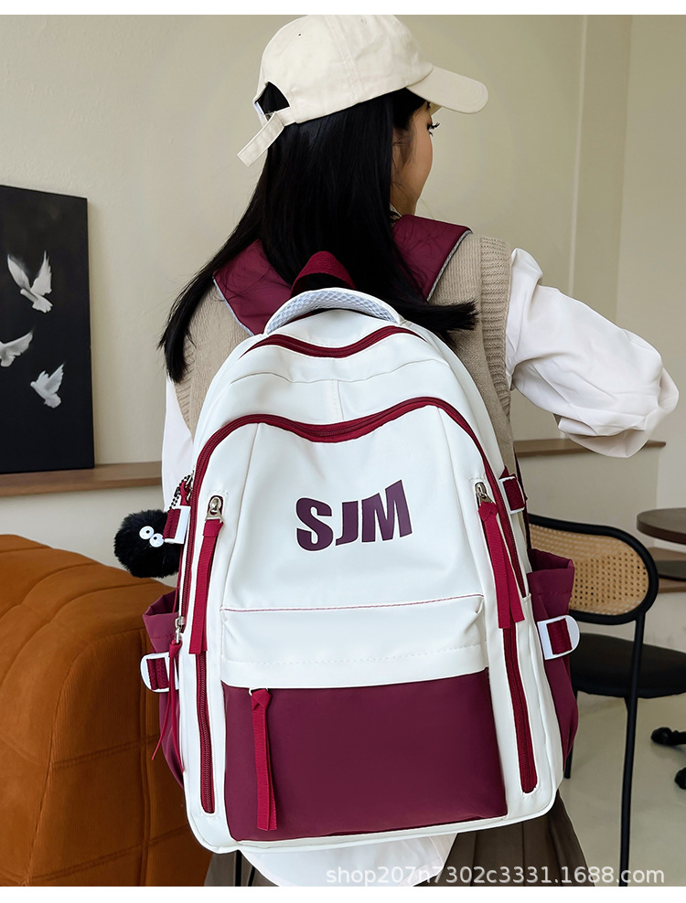 高颜值大容量外贸ins风双肩包女初中高中学生轻便书包电脑背包男详情14
