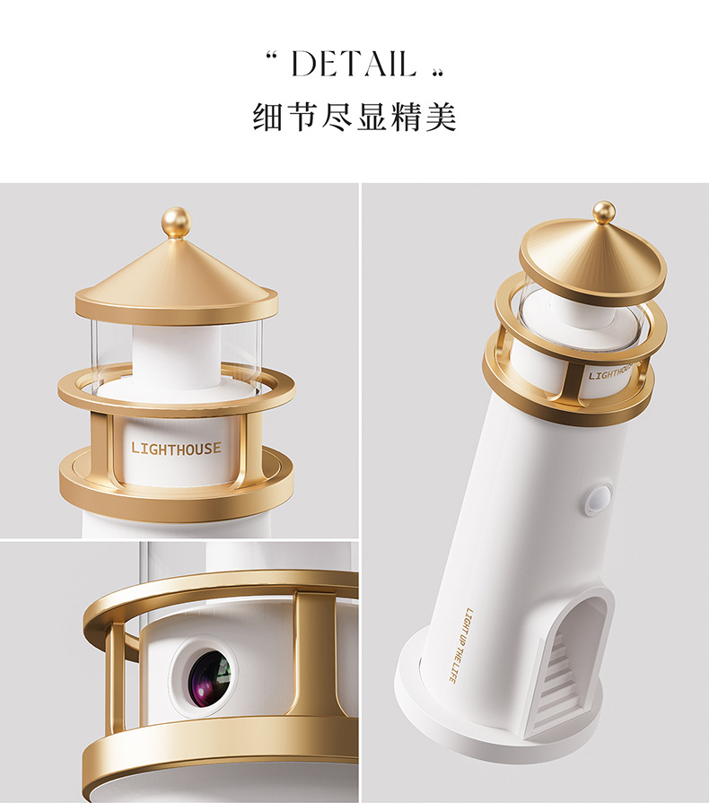 2025新款月光灯塔氛围灯 月亮月球卧室床头投影灯 人来即亮感应灯详情8