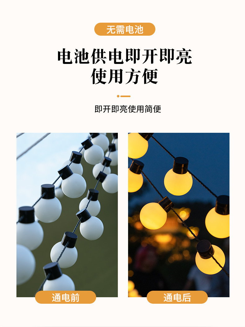 露营装饰灯串婚庆派对布置球泡灯户外防水庭院帐篷天幕圆球LED灯详情3