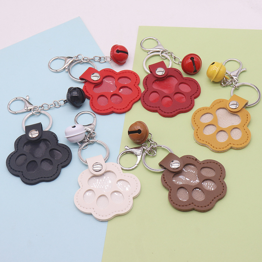 Paw print cat commemorative plate, popular pet dog hair portable keychain pendant, PU hair tag storage bag for pets pic 4