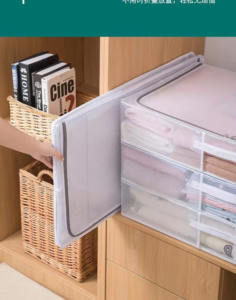 Steel frame folding clothes transparent storage box under the bed, Japanese and Korean waterproof and moisture-proof quilt storage box pic 13