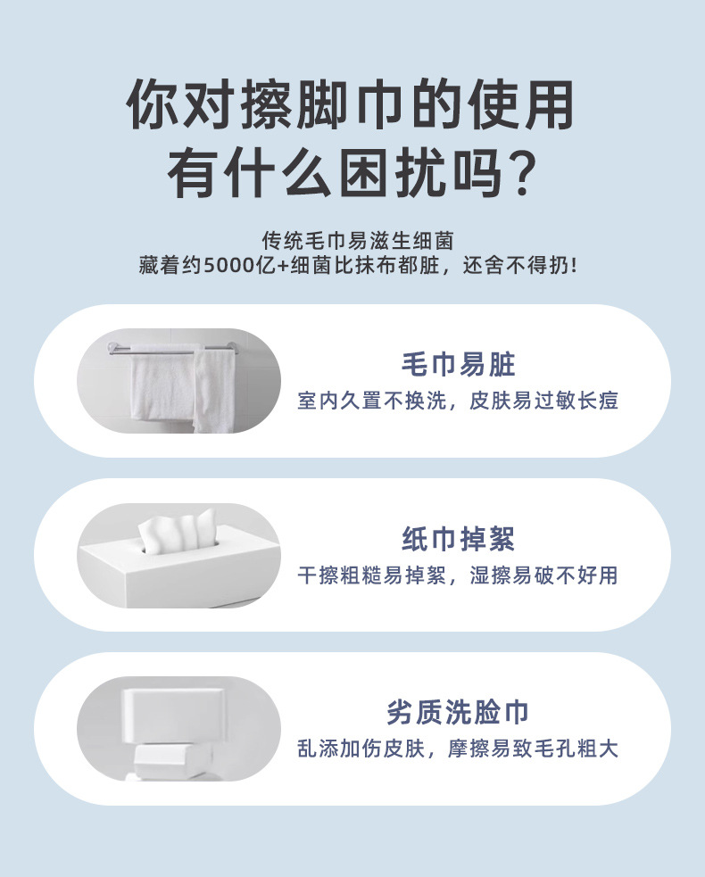 擦脚纸一次性悬挂家用加厚加大懒人擦脚布毛巾足浴擦脚巾抽取式详情4