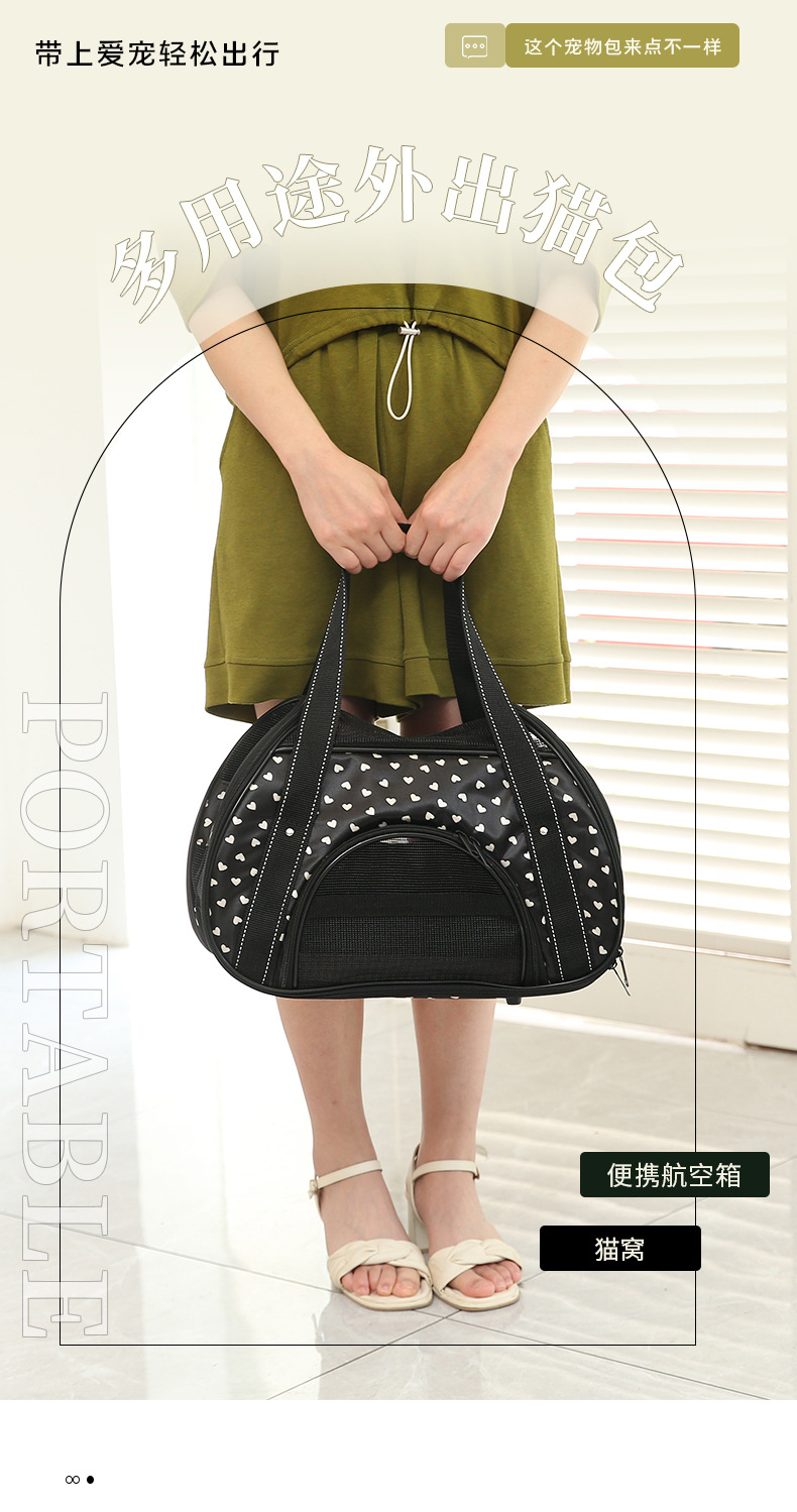 Rongka Pet Cross-border Portable Cat Bag, hand-held folding pet backpack, single-shoulder bag, breathable for going out, cat and dog pet bag pic 1