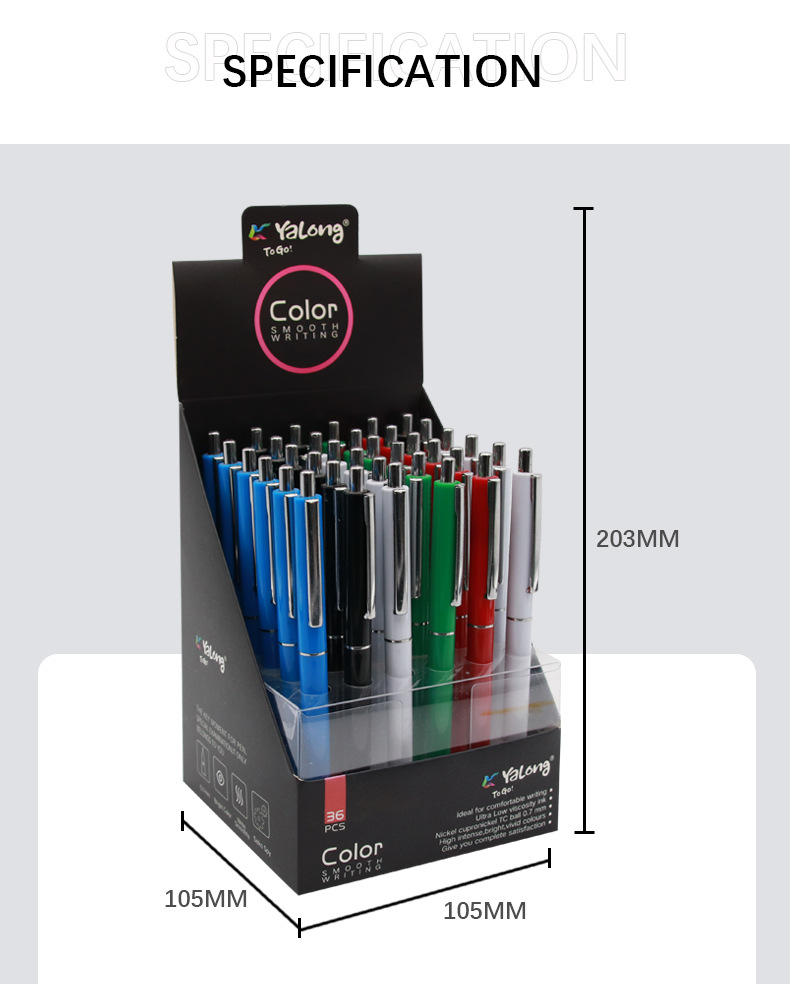 Yalong Cross-border best-selling colored pen barrel 0.7mm press medium oil pen ballpoint pen with blue ink pic 14