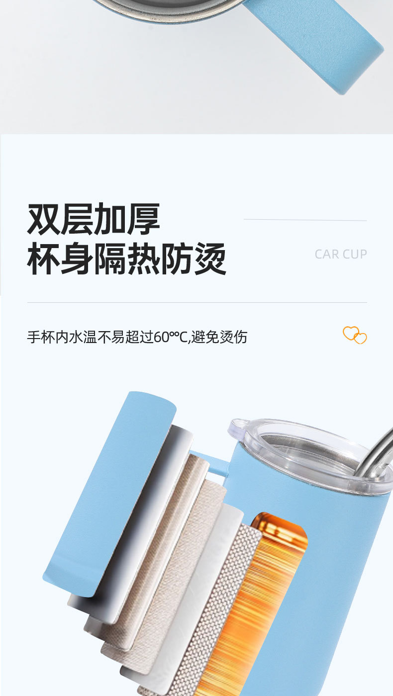 304不锈钢保温杯5oz纯色小水杯便携迷你冰霸杯纯色吸管手柄汽车杯详情4