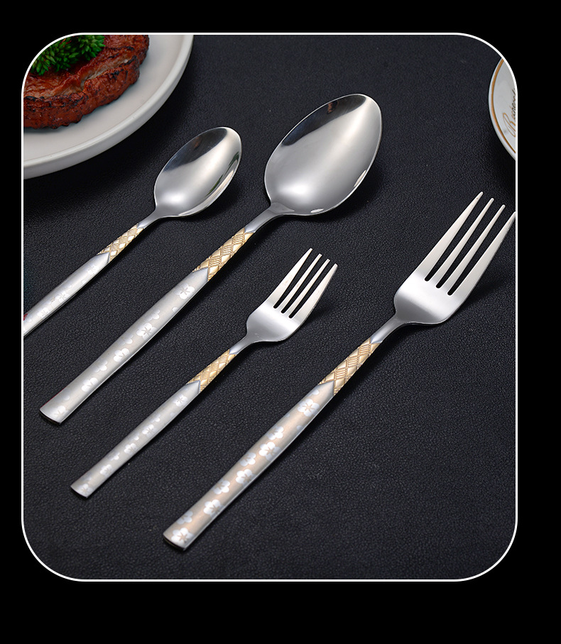 食品级不锈钢勺子泡面叉子家用餐具勺子叉子高级感加厚不锈钢餐具详情13