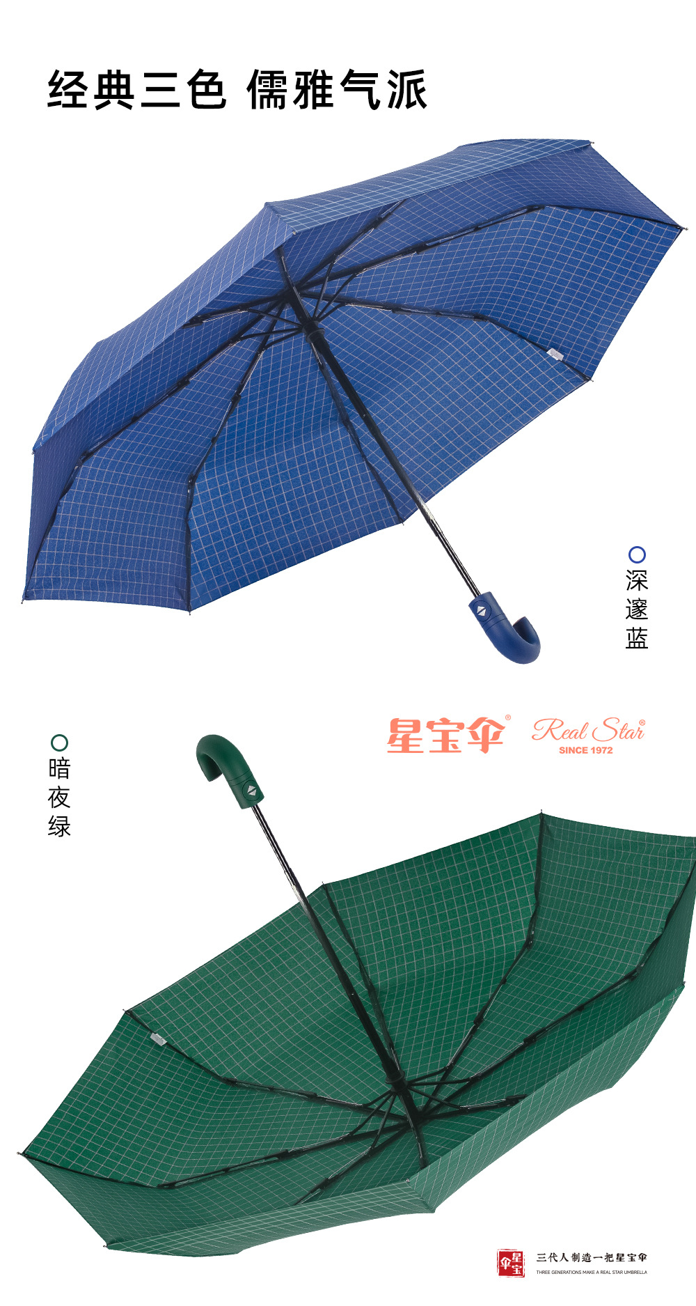 弯把三折自动伞深色英伦弯柄伞21吋自开收加厚碰击布雨伞外贸现货详情4