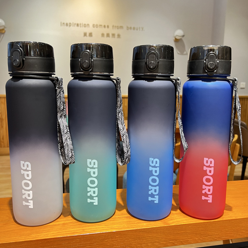 亚马逊运动健身大容量磨砂渐变摇摇杯防摔户外学生男女塑料水壶详情7