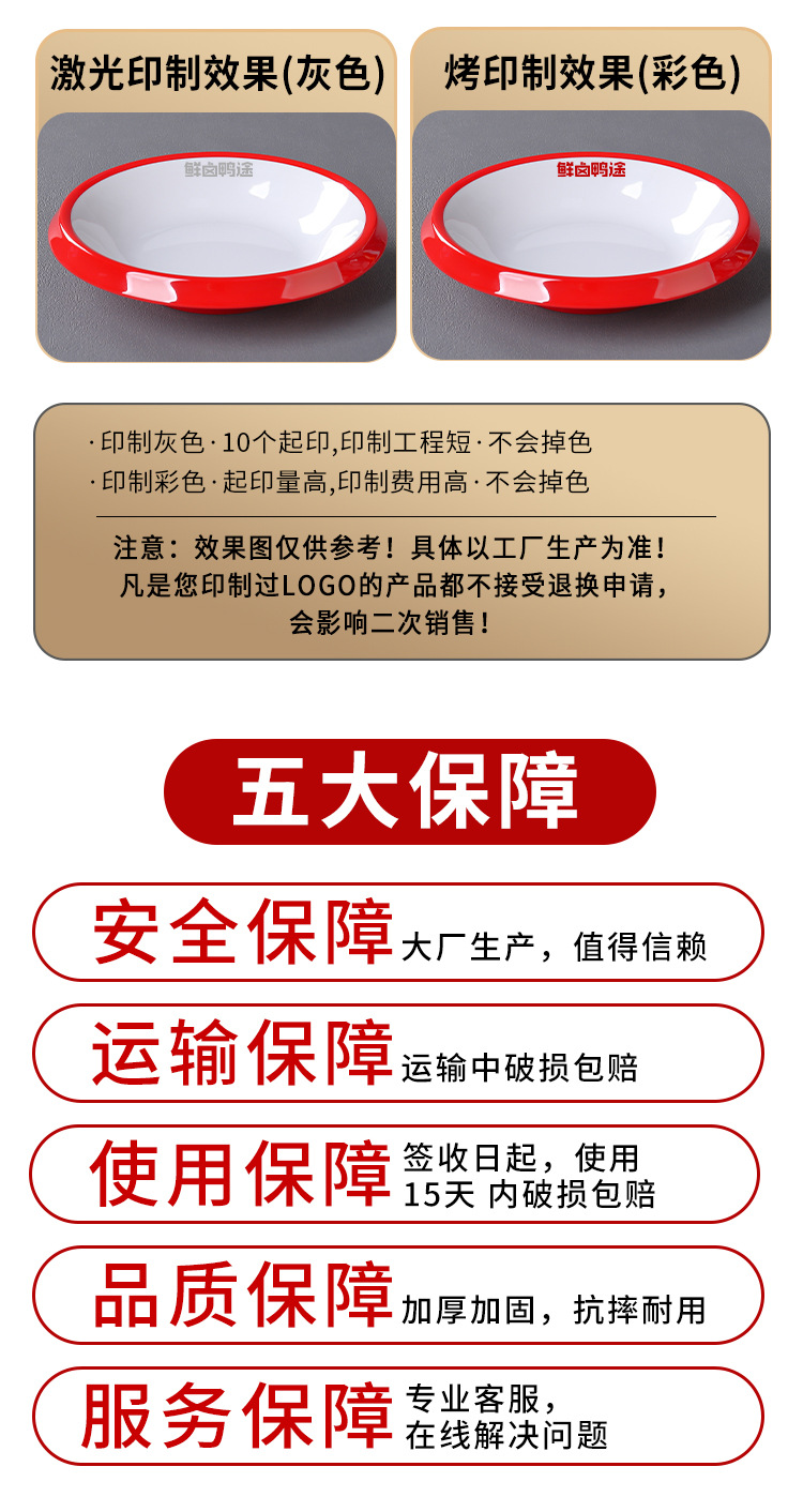 密胺盘子圆盘深盘汤盘餐厅饭店小龙虾专用盘水煮肉片厚边深盘商用详情8