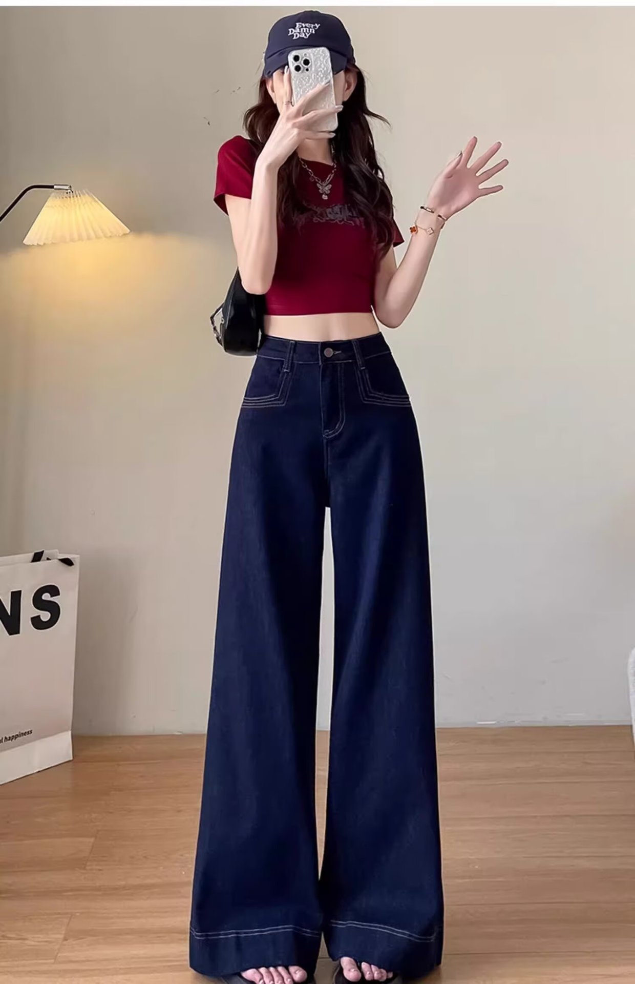 High-waisted wide-leg jeans for women, spring and autumn, 2024 new Korean style, versatile and slimming loose stretch straight-leg pants pic 13