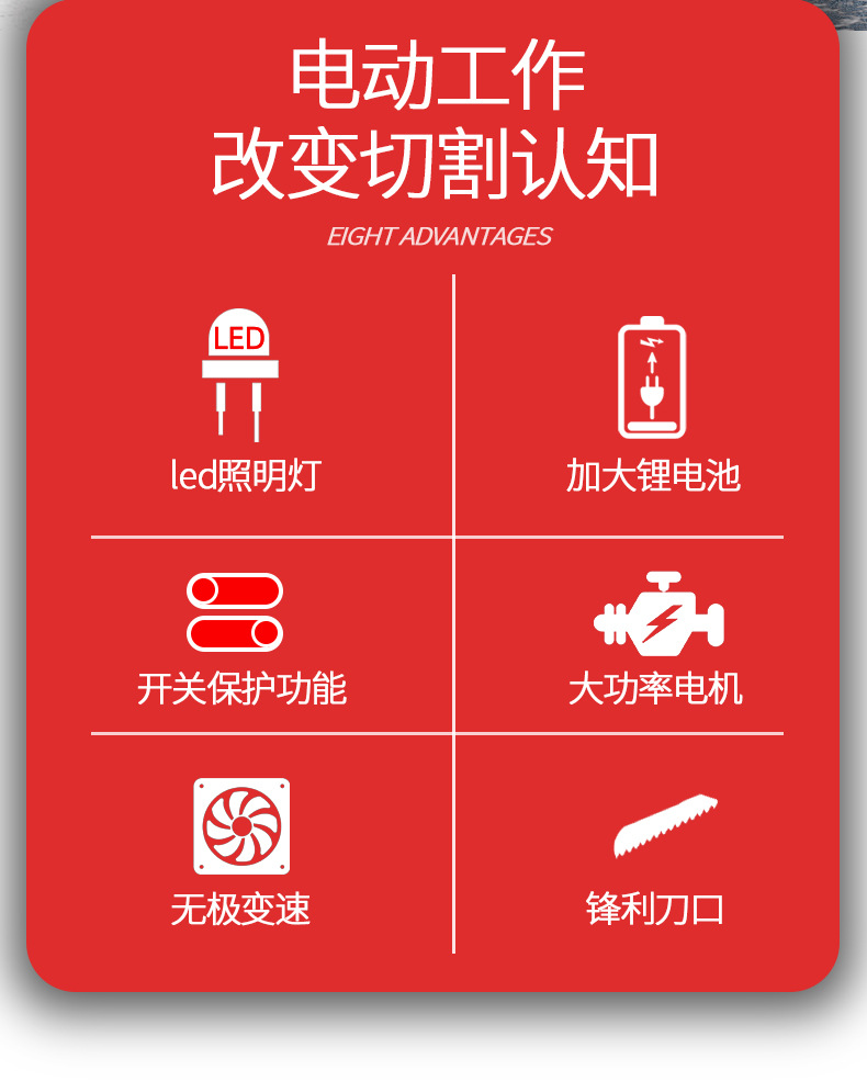 电动工具手电锯家用户外手持多功能伐木锂电往复锯电锯详情4