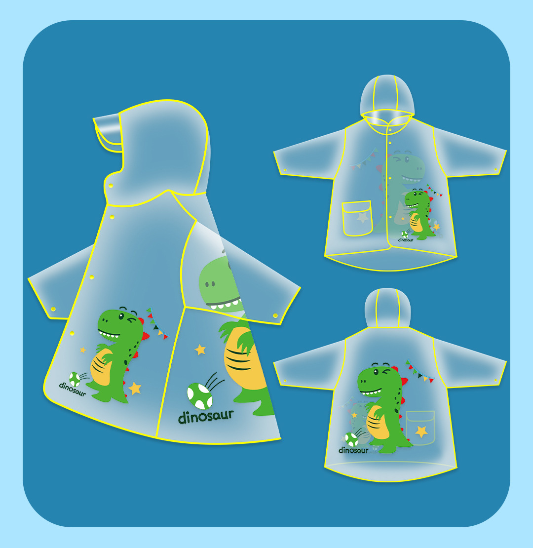 儿童雨衣小女孩男童学生可爱幼儿园宝宝卡通长款雨披带书包一件代详情9