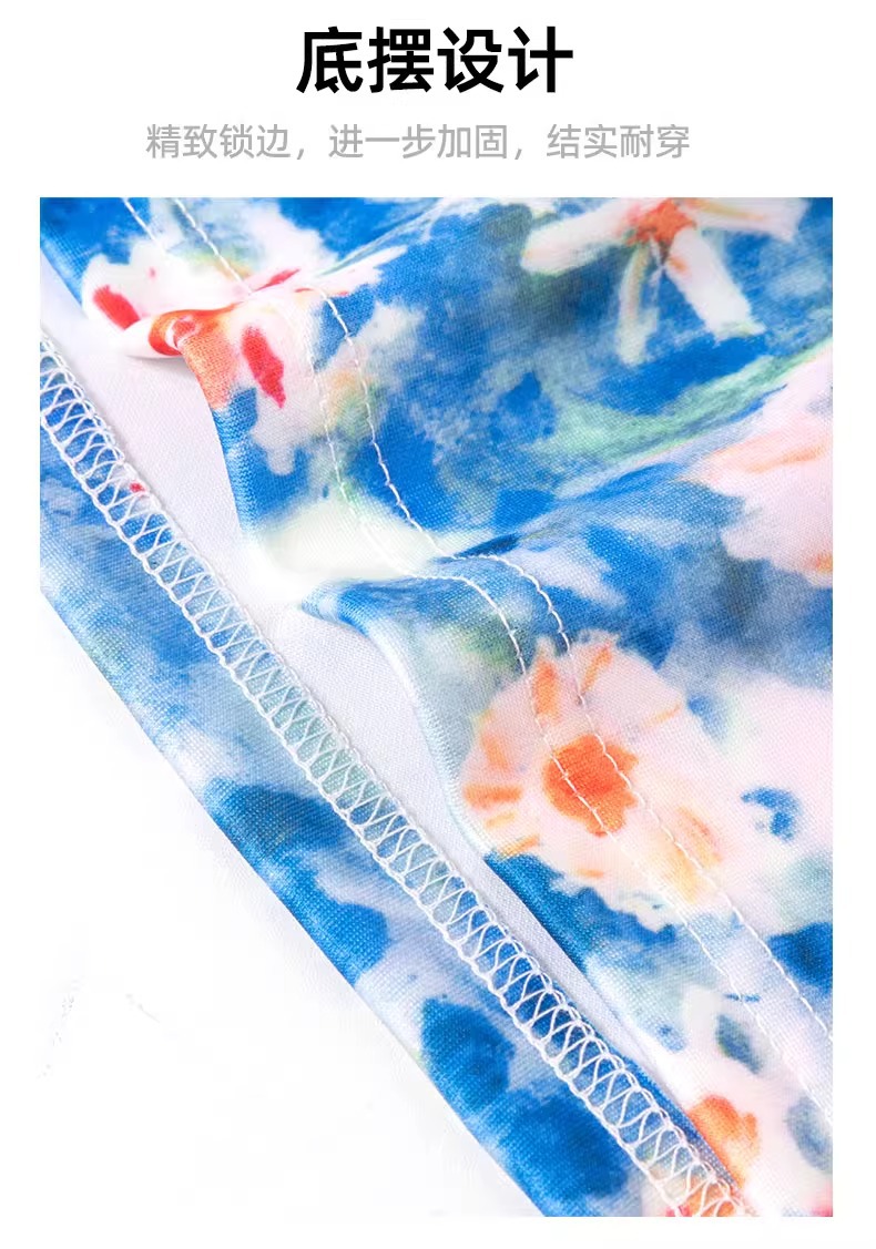 油画碎花包臀裙a字半身裙女夏2025新款小个子蓝色多巴胺绝美短裙详情13