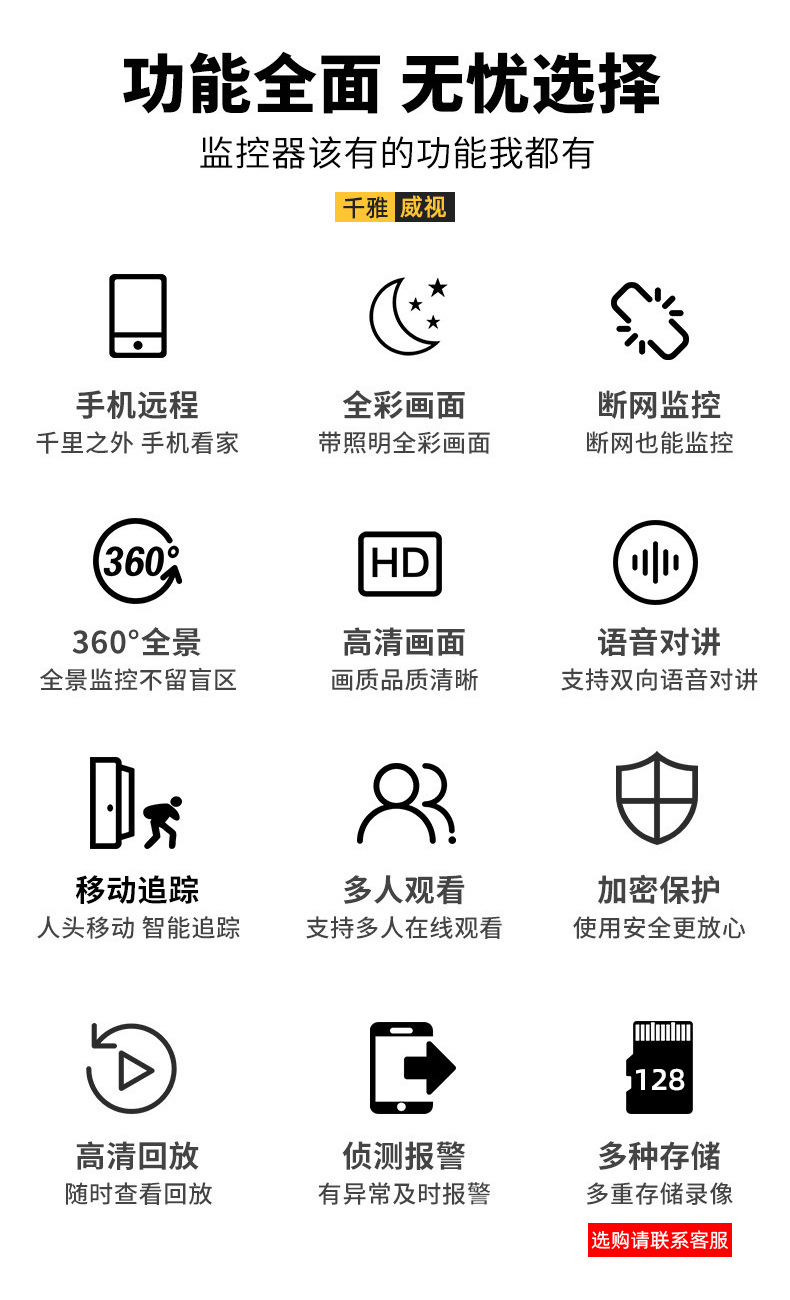 V380 pro mobile remote monitoring camera, panoramic intelligent ultra-high-definition bulb-type indoor monitoring camera pic 2