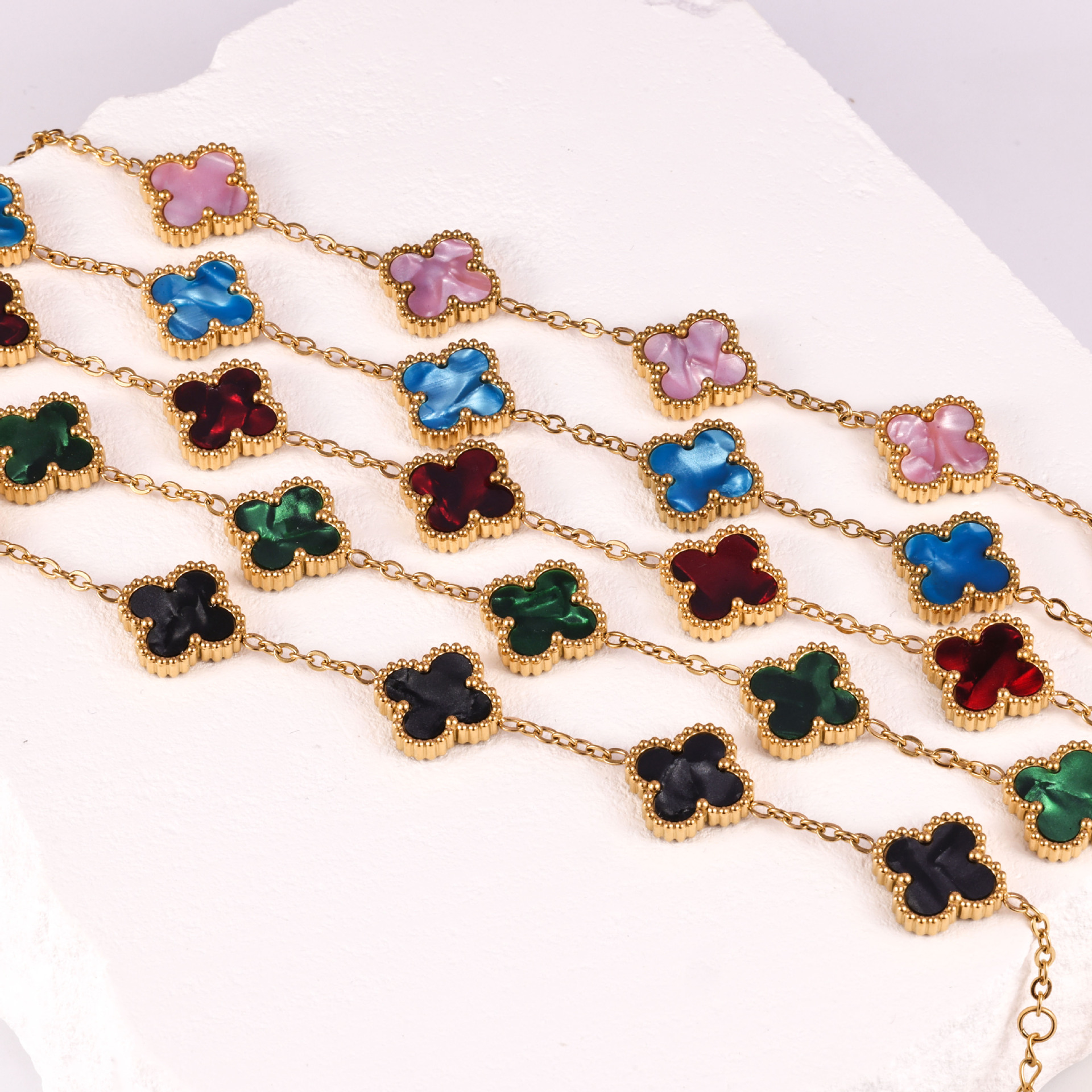 Best-selling four-leaf clover bracelet, titanium steel bracelet, versatile lucky four-leaf clover and four-flower bracelet jewelry, cross-border exclusive wholesale pic 2