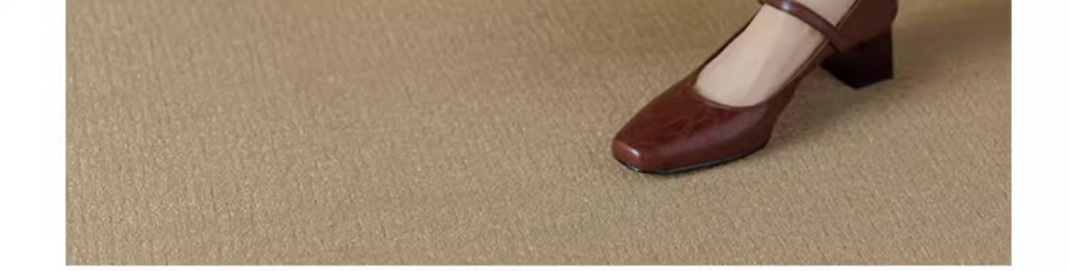 软羊皮黑色高跟鞋2025春秋新款法式复古粗跟一字带玛丽珍鞋女单鞋详情13