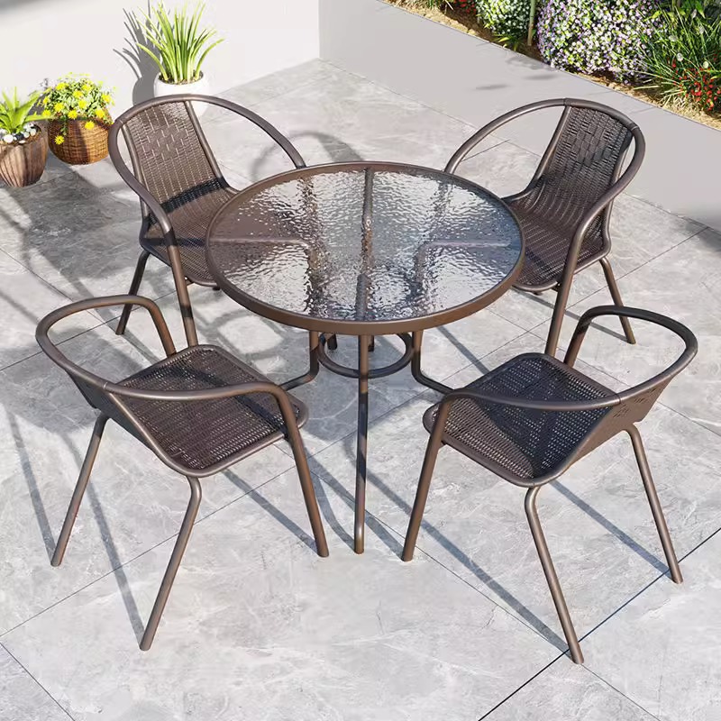 户外桌椅座椅庭院露天休闲花园组合套装简约三件套室外藤阳台餐桌详情11
