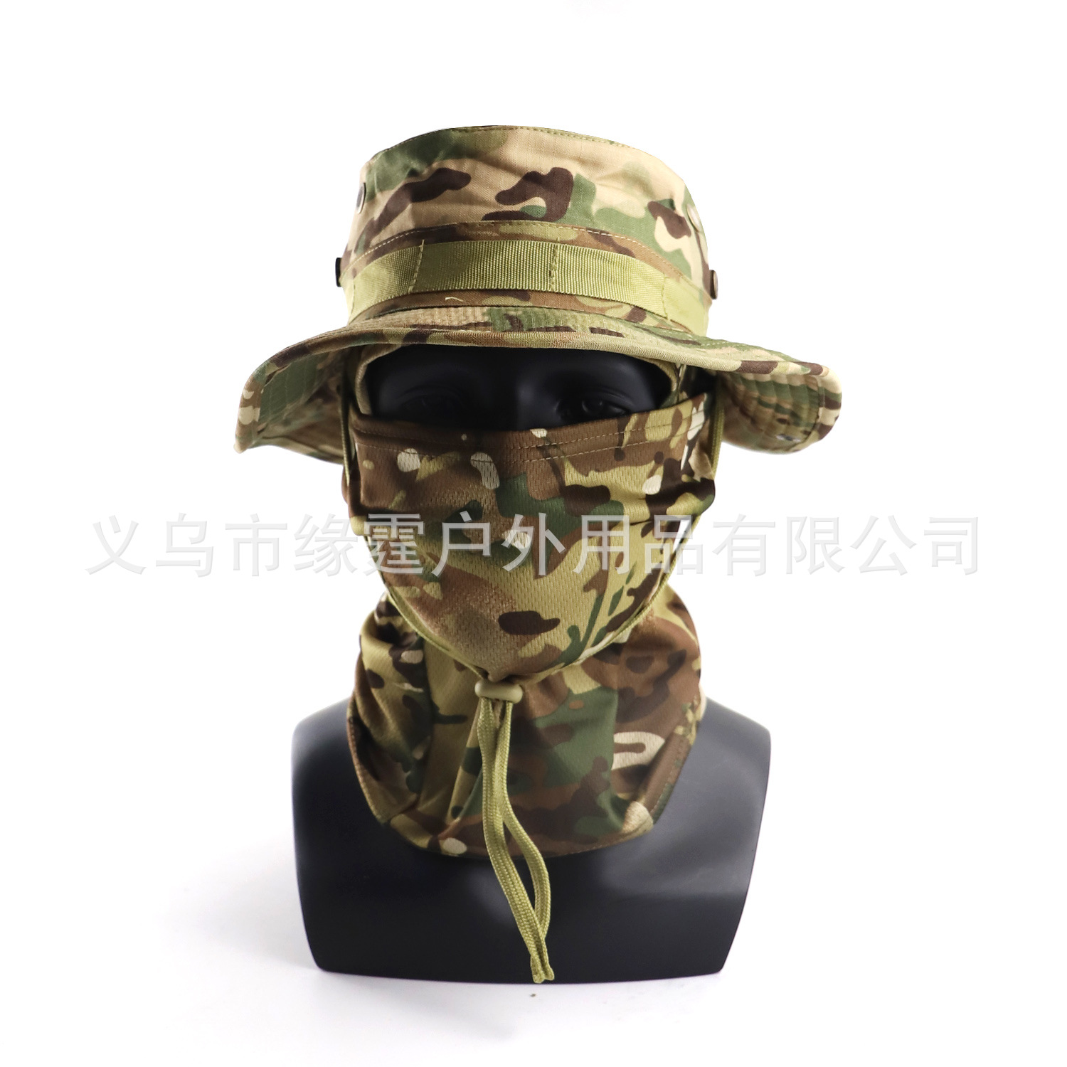跨境现货迷彩圆边帽户外战术伪装奔尼帽可拆卸头套套装巴拉法克帽详情9