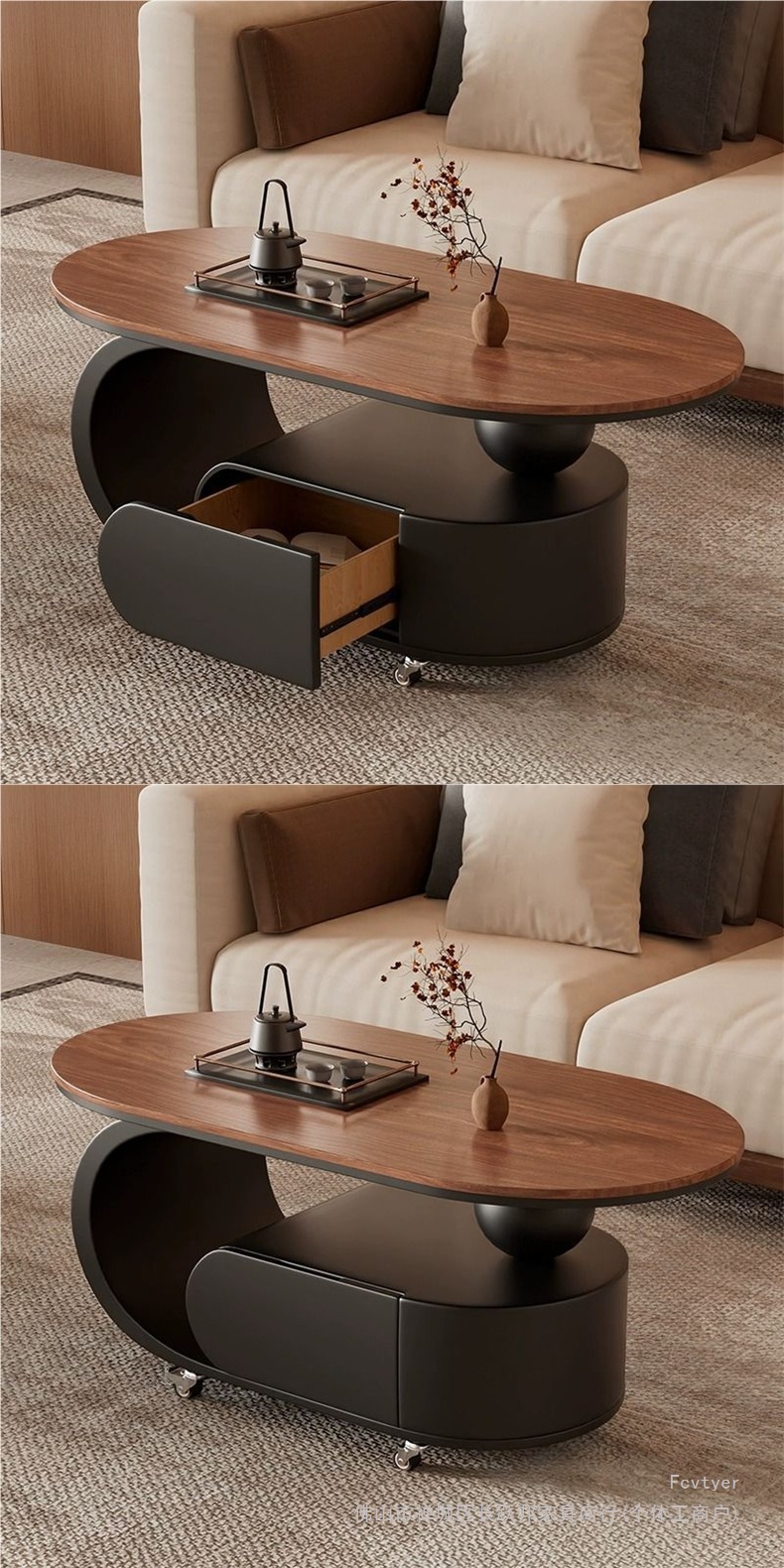 Changyuebang cream-style movable rock plate coffee table, new light luxury high-end sofa side table for small-sized households, 20 pic 3