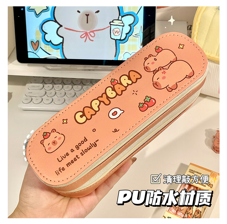 开学季双层笔盒大容量简约少女心笔袋学生可爱文具铅笔盒奖品礼物详情6