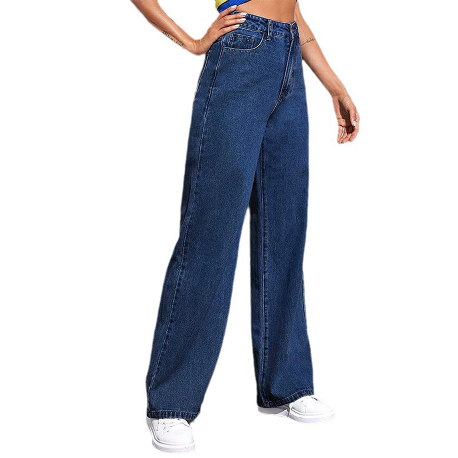 New high-waisted wide-leg jeans for women from Europe and America are slimming, straight-leg and versatile, with a retro American drape pic 7