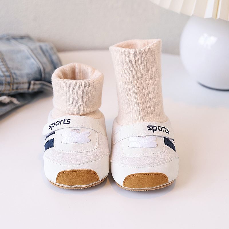 Spring and Autumn baby shoes for 0-1 year old boys and girls, soft-soled shoes and socks in one set, 3-6-9 months, casual walking shoes, anti-slip floor pic 10