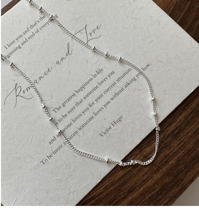 S925 sterling silver Korean version niche design hepatitis B interlocking beads fashionable collarbone chain Korean version simple Korean style necklace wholesale pic 10