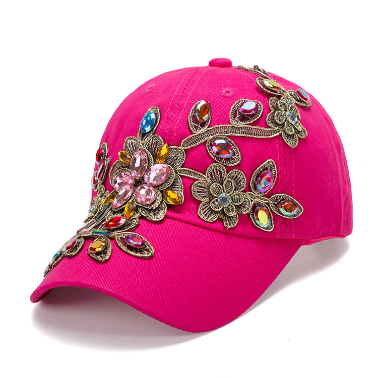 2022 Cotton hats for women, hand-stitched with diamonds, golden edges, louvers, baseball caps, outdoor casual baseball caps for children pic 6