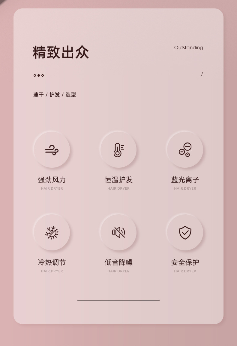 Starting from one piece, this multi-temperature adjustable high-power blue light hair dryer is specially designed for hair salons pic 6