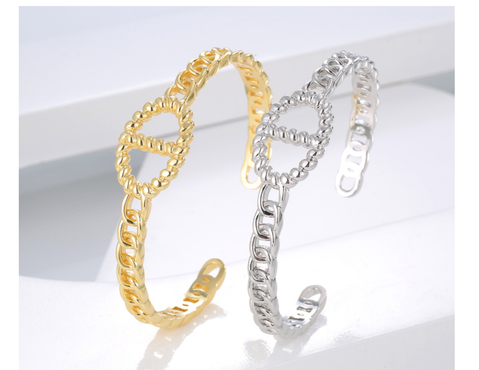 时尚OL高定品质镂空猪鼻造型开口手镯轻奢优雅百搭气质手饰批发详情11