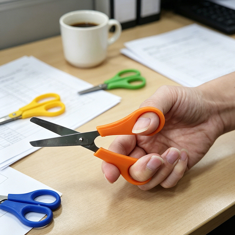 儿童学生刻度剪办公文具剪手工小剪刀家用DIY手工剪带刻度圆头剪详情3