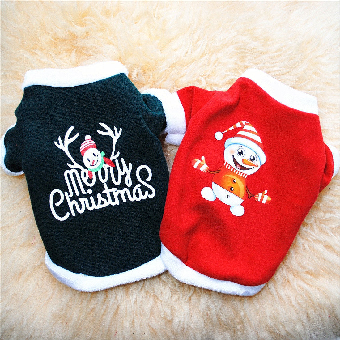 Factory direct sales of pet clothing, dog autumn and winter warm fleece, festival wear, Christmas style, snowman, elk pic 2