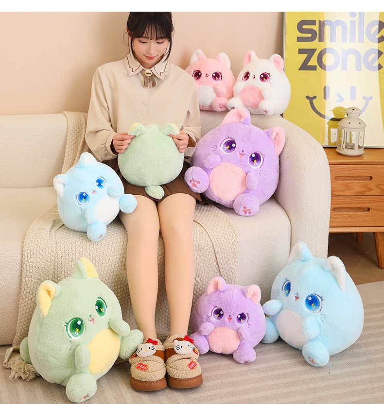 可爱卡姿猫系列猫咪公仔大眼猫咪毛绒玩具猫团子玩偶抱枕秀绒玩具跨境批发详情11