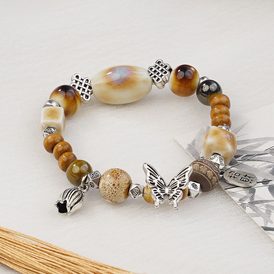 Wholesale Jingdezhen ceramic bracelets, ethnic style bracelets, fresh and cute student bracelets, fashionable handmade accessories, as gifts pic 8