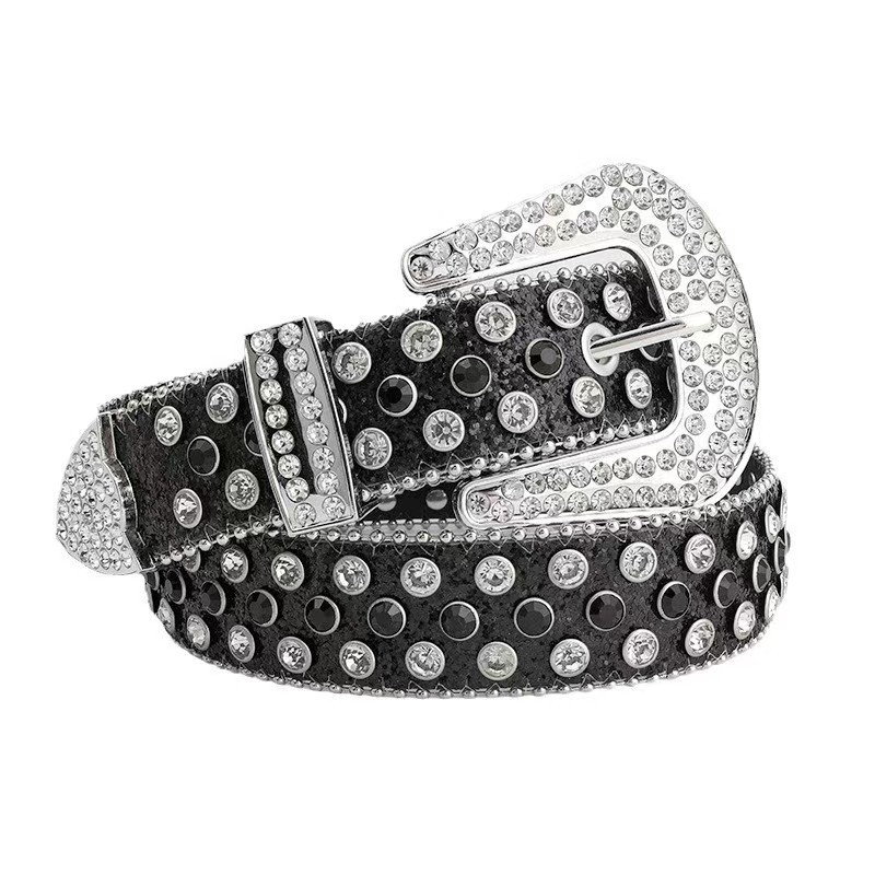 New style of wide belt with pearl eyes and rhinestone inlay decoration for women, versatile jeans and street belt pic 7