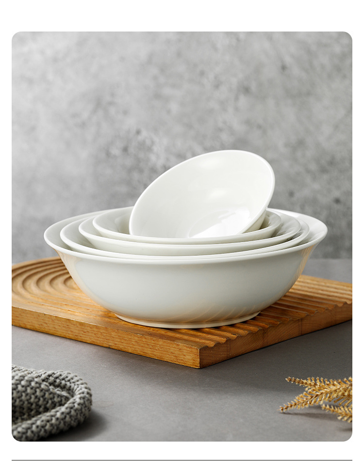 Ceramic bowls, pure white soup bowls, restaurant rice bowls, hotel noodle bowls, buffet bowls, snack bowls, commercial white porcelain bowls wholesale pic 2