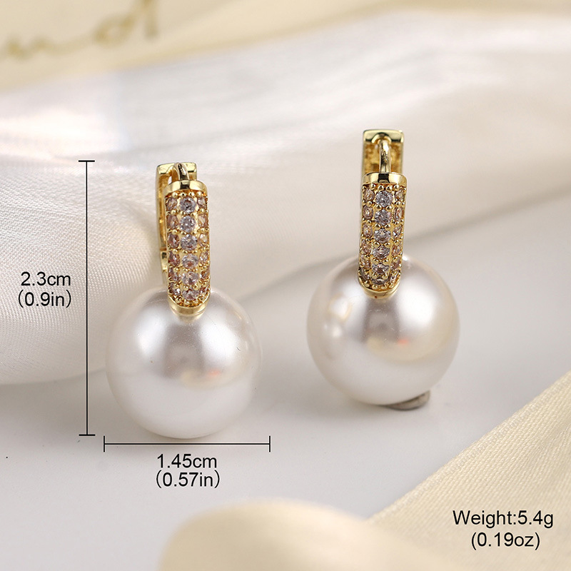 时尚高级感天然珍珠锆石耳环女花朵星星复古轻奢耳钉耳夹925银针详情26