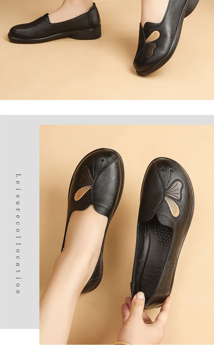 秋季新款妈妈鞋春秋款真皮中老年平底妈妈单鞋老人防滑软底皮鞋详情22