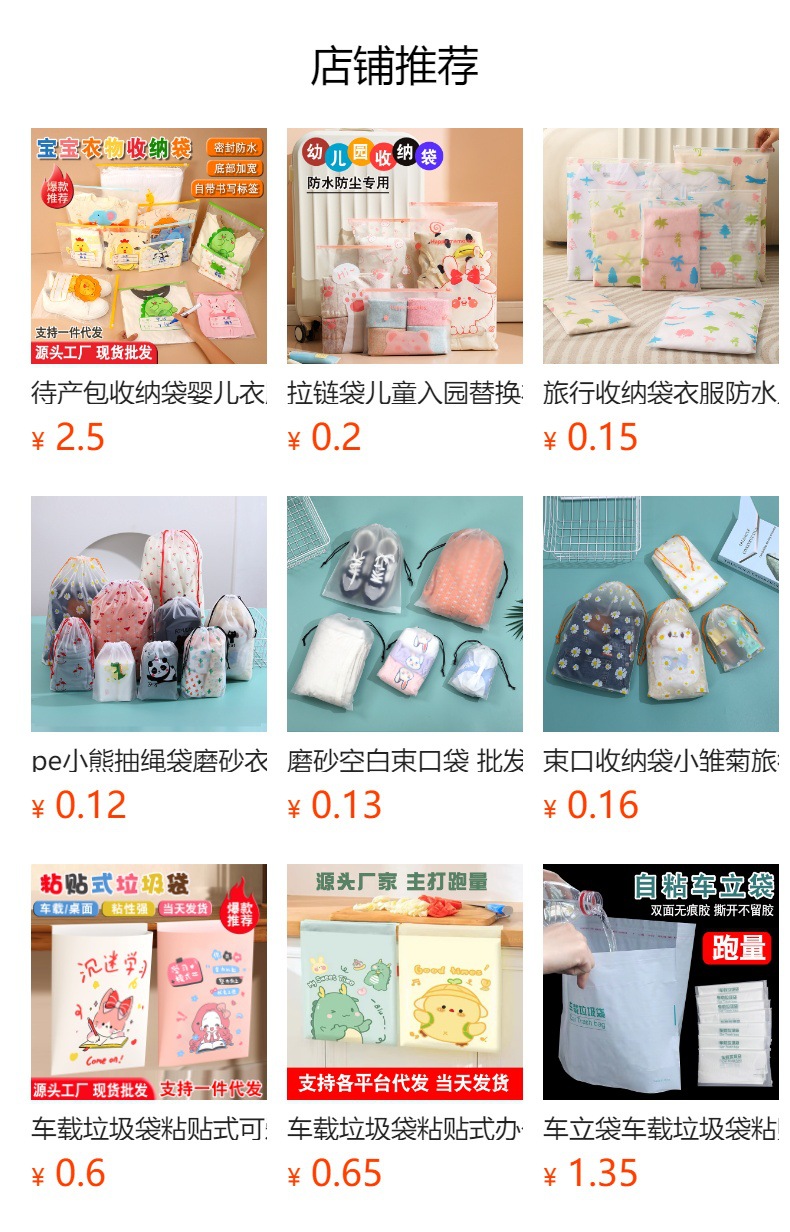 Travel storage bags, clothes organizing bags, kindergarten clothes sealed bags, thickened luggage classification portable pull-edge bags pic 1