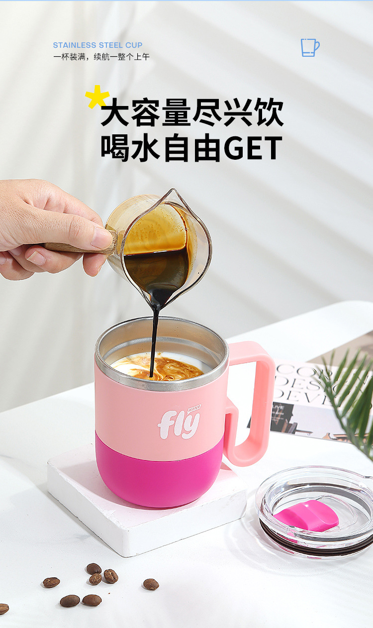 The 304 stainless steel fashionable and cute travel cup with a straw and handle rope design is a portable and simple student water cup pic 4