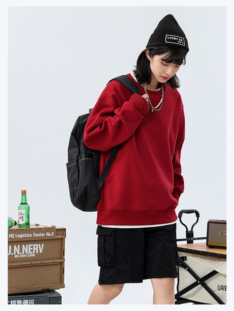 圆领卫衣定制工作服印logo宽松落肩加绒长袖团服班服企业工装刺绣详情18